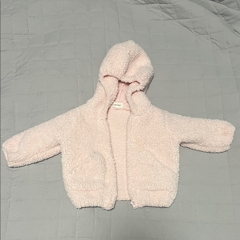 Angel dear Cozy Plush Hooded Baby Jacket - Light Pink (0-6 months)